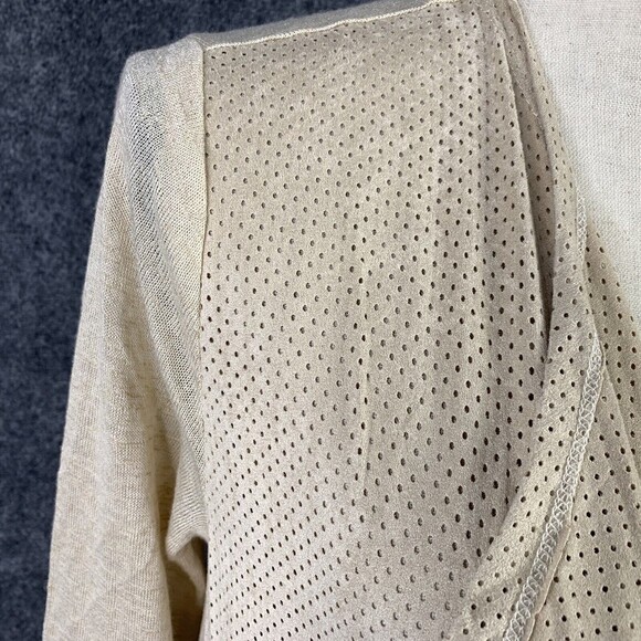 Melanie Lyne Open Cardigan Women Medium Tan Faux Suede Draped Front Knit Back - Picture 3 of 8